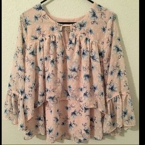 Moon River Bell-Sleeve Floral Top